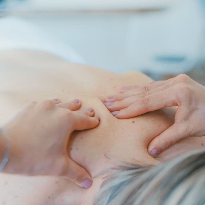 Close-up of a relaxing shoulder and neck massage